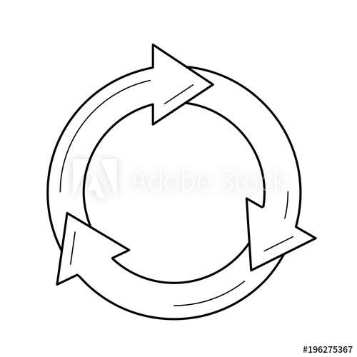 500x500 Circle Arrows Symbolizing Reuse Vector Line Icon Isolated On White - Ecosystem Sketch