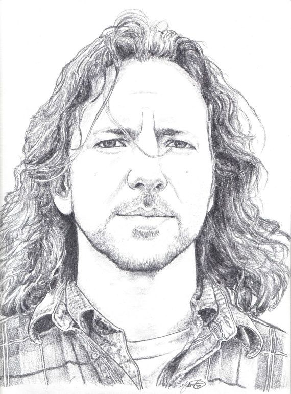 570x771 Eddie Vedder 11x14 Print Of Pencil Drawing Pearl By Awolartist - Eddie Vedder Sketch