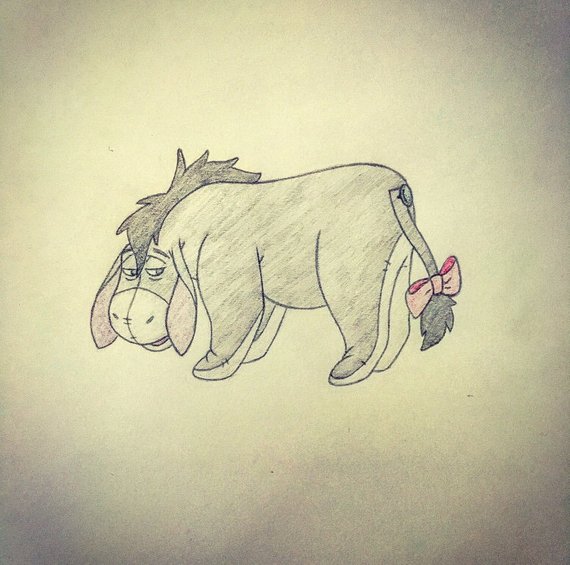 570x565 Items Similar To Limited Edition Eeyore Sketch Art On Etsy - Eeyore Sketch