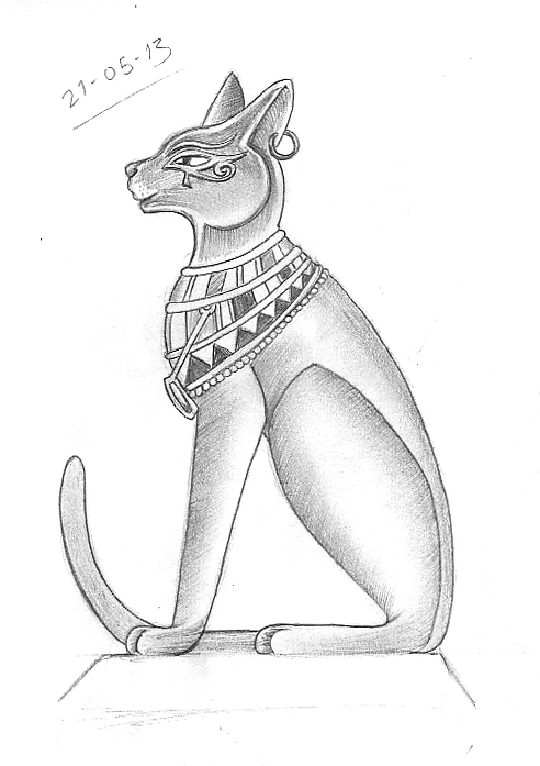 492x697 Tattoo Sketch A Day May 2013 - Egyptian Cat Sketch