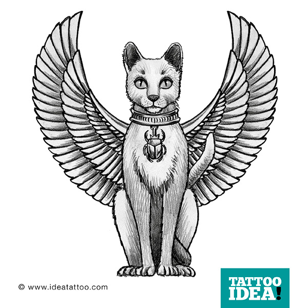 600x600 Tattoo Flash Cats - Egyptian Cat Sketch