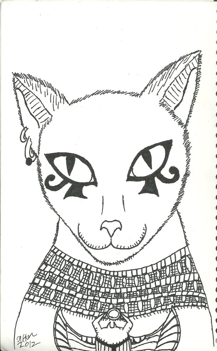 Egyptian Cat Sketch at PaintingValley.com | Explore collection of ...