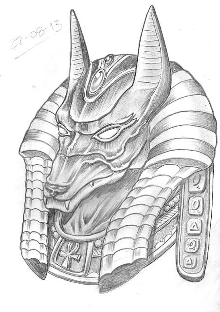 452x640 Nefertiti Sketch Day 234. Egyptian God Anubis Design. Tats - Egyptian Sketches