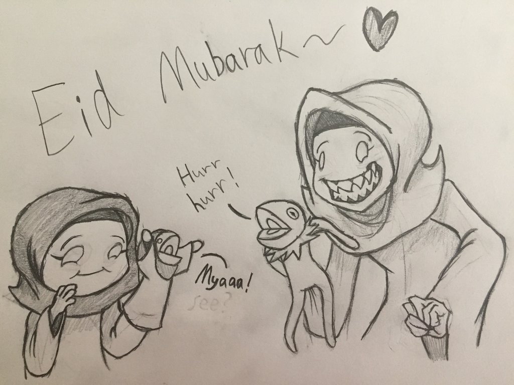 1024x768 Eid Mubarak 2017 By Captain Pie - Eid Mubarak Sketch