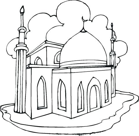 480x468 Eid Coloring Pages Mosque Outline Related Keywords Sketch Coloring - Eid Sketch