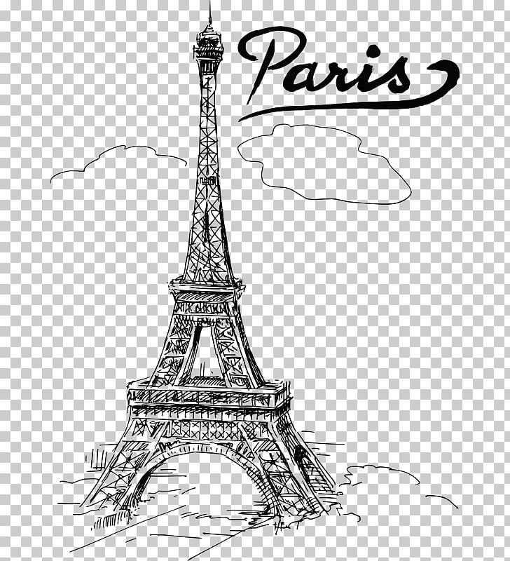 728x800 Eiffel Tower Drawing Sketch, Scribbles Png Clipart Free Cliparts - Eiffel Tower Black And White Sketch