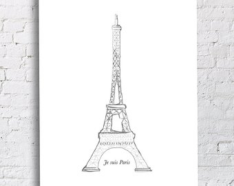 340x270 Eiffel Tower Sketch Etsy - Eiffel Tower Black And White Sketch