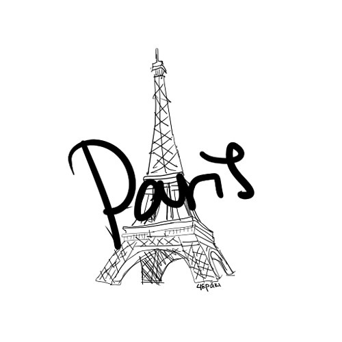 500x500 Drawn Eiffel Tower France - Eiffel Tower Black And White Sketch