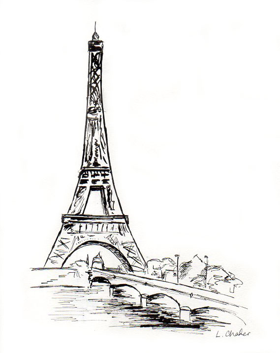 569x717 Eiffel Tower Drawing, Pencil, Sketch, Colorful, Realistic Art - Eiffel Tower Drawing Sketch