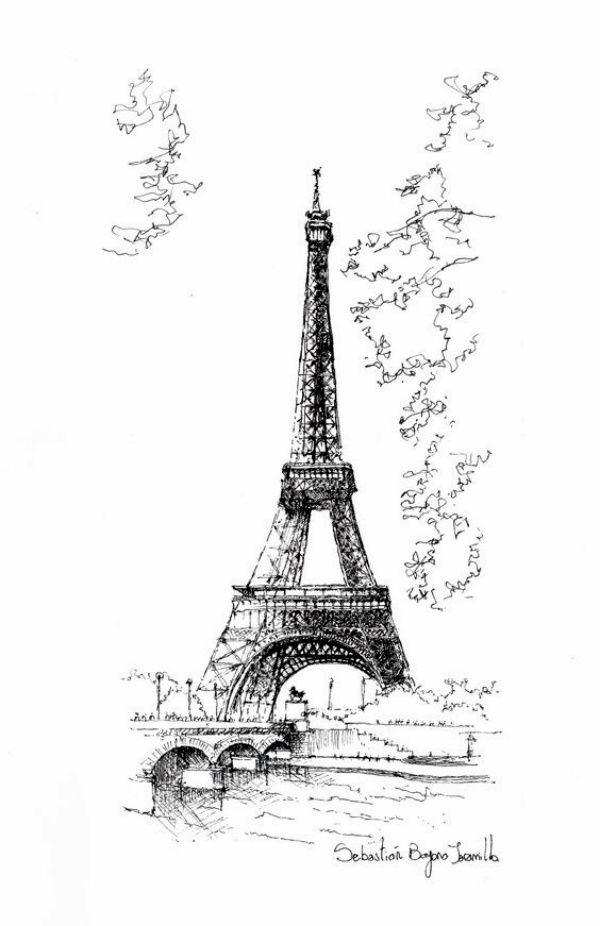 600x926 70 Easy And Beautiful Eiffel Tower Drawing And Sketches Bonjour - Eiffel Tower Drawing Sketch
