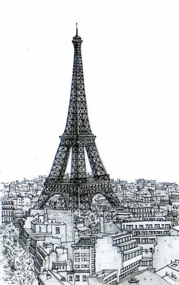 600x956 70 Easy And Beautiful Eiffel Tower Drawing And Sketches In 2018 - Eiffel Tower Easy Sketch