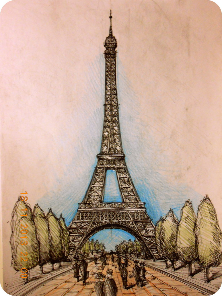 Eiffel Tower Paris Sketch at PaintingValley.com | Explore collection of ...