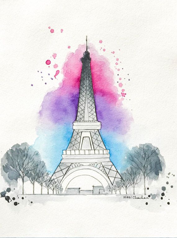 570x767 Paris Print, Eiffel Tower, Watercolor Painting, Paris Illustration - Eiffel Tower Paris Sketch