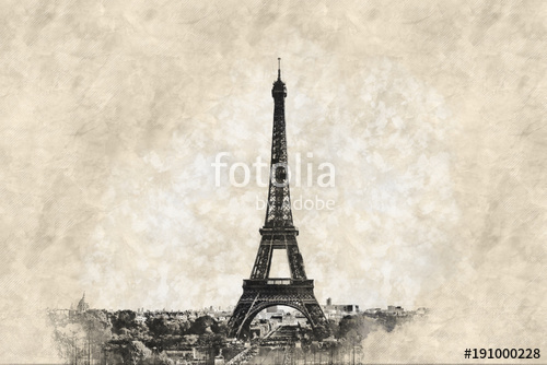 500x334 Pen And Ink Sketch Of The Eiffel Tower, Paris Stock Photo And - Eiffel Tower Paris Sketch