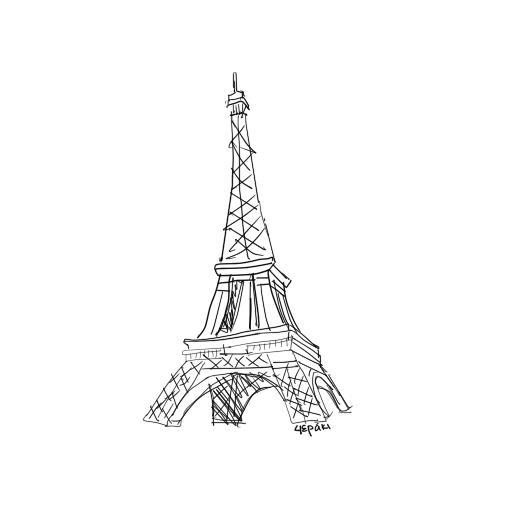 512x512 Black, Eiffel Tower, Paris, Sketch, White - Eiffel Tower Paris Sketch