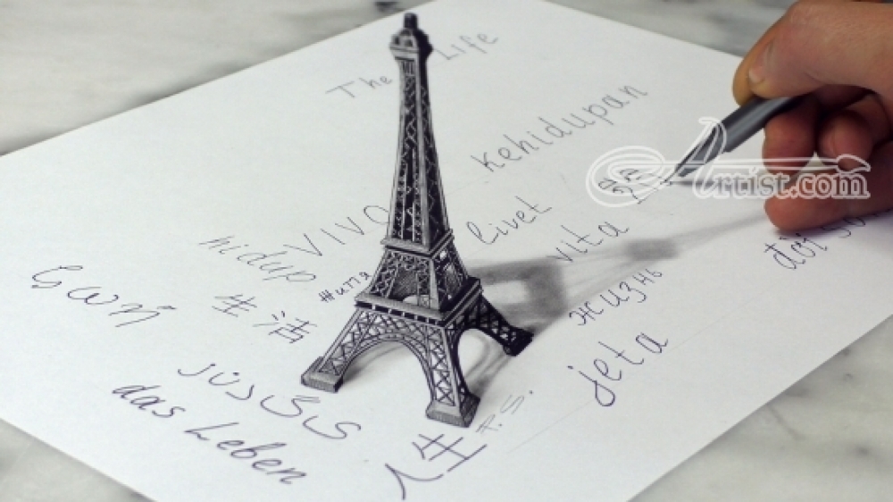 1000x562 Eiffel Tower 3d Drawing Architecture By Stefan Pabst - Eiffel Tower Paris Sketch