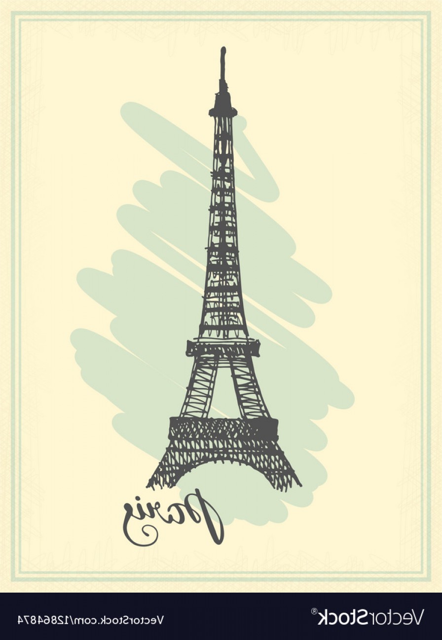 896x1296 Eiffel Tower Drawn In A Simple Sketch Style Vector Shopatcloth - Eiffel Tower Simple Sketch