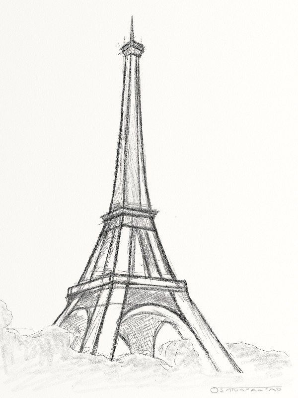 600x800 70 Easy And Beautiful Eiffel Tower Drawing And Sketches Doodles - Eiffel Tower Simple Sketch