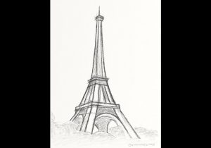 300x210 Eiffel Tower Illusion Sketch Realistic Drawing The Eiffel Tower - Eiffel Tower Sketch