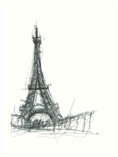413x549 Eiffel Tower Sketch Art Prints By Bb H Redbubble - Eiffel Tower Sketch