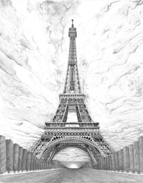 600x764 70 Easy And Beautiful Eiffel Tower Drawing And Sketches Art - Eiffel Tower Sketch