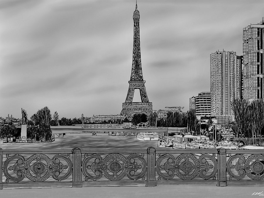 900x675 Eiffel Tower Sketch By Cifercrossing - Eiffel Tower Sketch Black And White