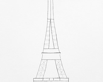 340x270 Eiffel Tower Sketch Etsy - Eiffel Tower Sketch Black And White