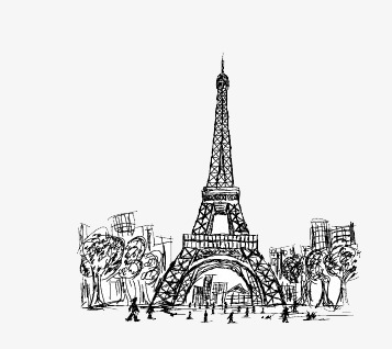 Eiffel Tower Sketch Black And White at PaintingValley.com | Explore ...