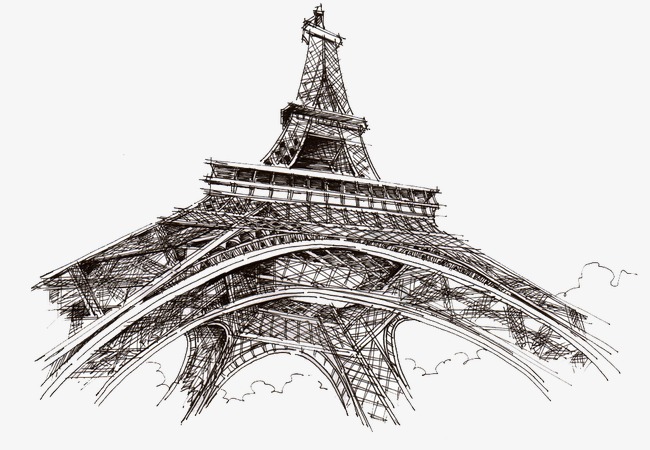 650x450 Eiffel Tower Sketch, France Buildings, Eiffel Tower, Hand Painted - Eiffel Tower Sketch Pictures