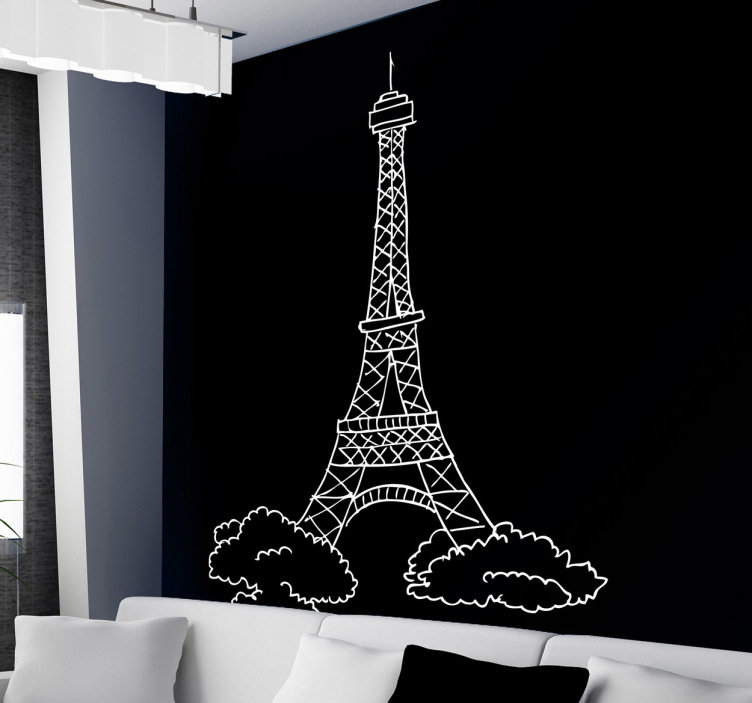 752x703 Eiffel Tower Sketch Outline Wall Sticker - Eiffel Tower Sketch Pictures