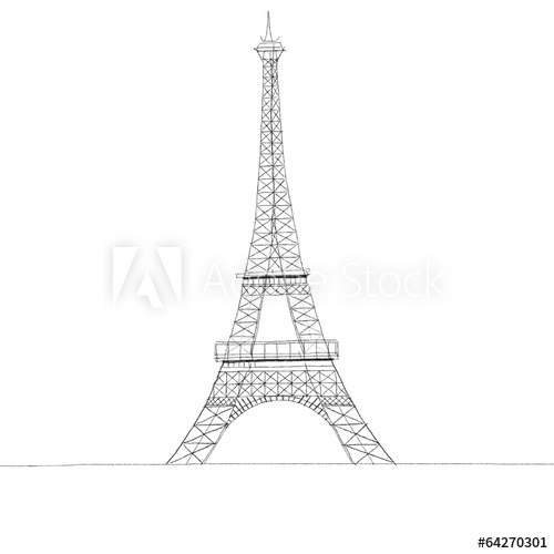 500x500 Paris Eiffel Tower Sketch Illustration - Eiffel Tower Sketch Pictures