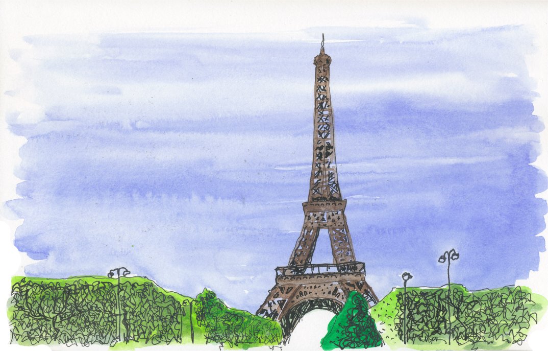 1074x687 Eiffel Tower Matthew Midgley Illustration - Eiffel Tower Sketch Pictures