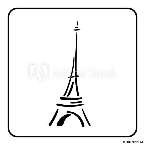 500x500 Eiffel Tower In A Simple Sketch Style. Big Famous Symbol Of Paris - Eiffel Tower Sketch Simple