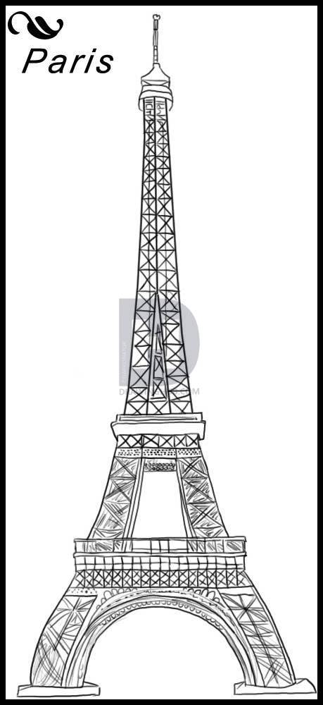 459x1000 How To Draw The Eiffel Tower, Step By Step, Drawing Guide, By - Eiffel Tower Sketch Step By Step