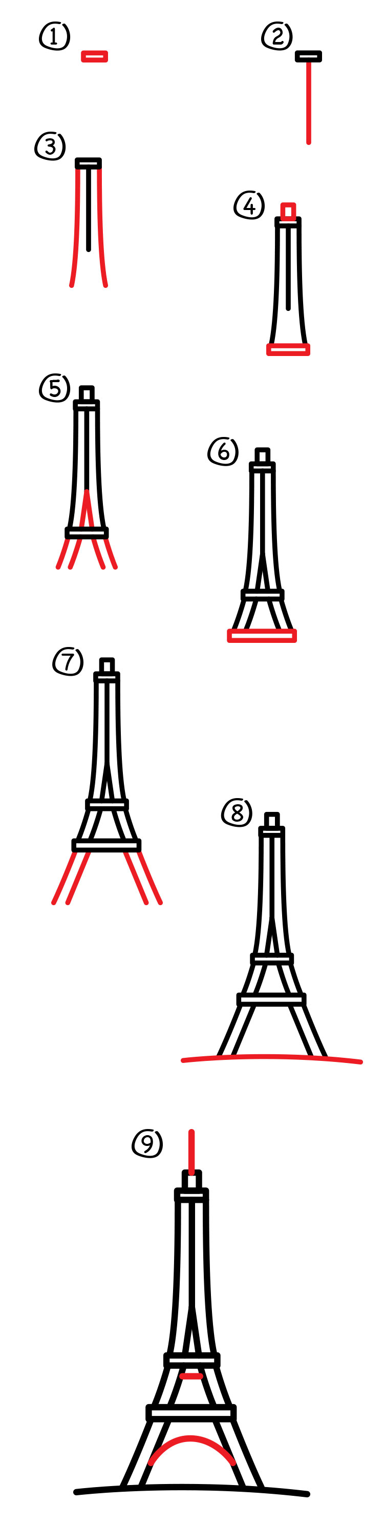 750x2977 How To Draw The Eiffel Tower - Eiffel Tower Sketch Step By Step