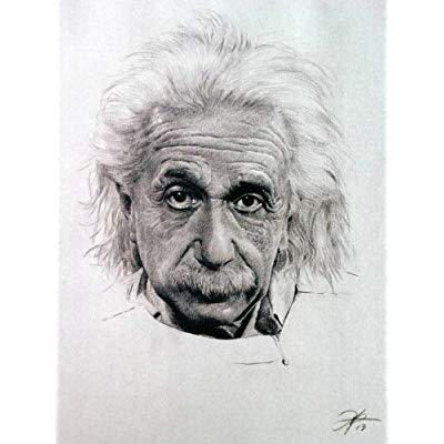 400x400 Albert Einstein Sketch Portrait, Charcoal Graphite - Einstein Sketch