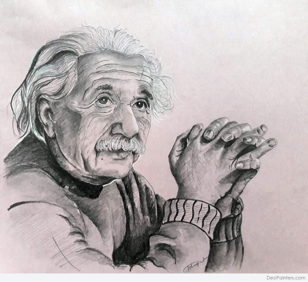 1082x990 Best Pencil Sketch Of Albert Einstein - Einstein Sketch