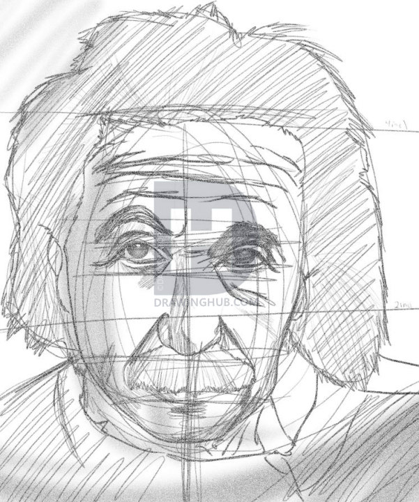 601x720 How To Draw Albert Einstein, Step By Step, Drawing Guide, By - Einstein Sketch