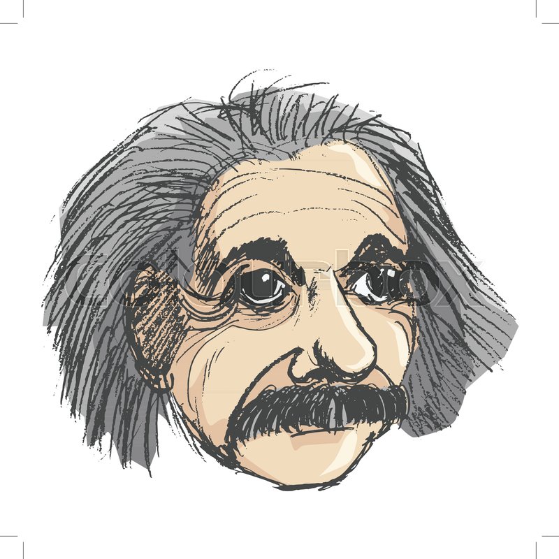 800x800 Vector, Coloured, Sketch, Hand Drawn Image Of Albert Einstein - Einstein Sketch