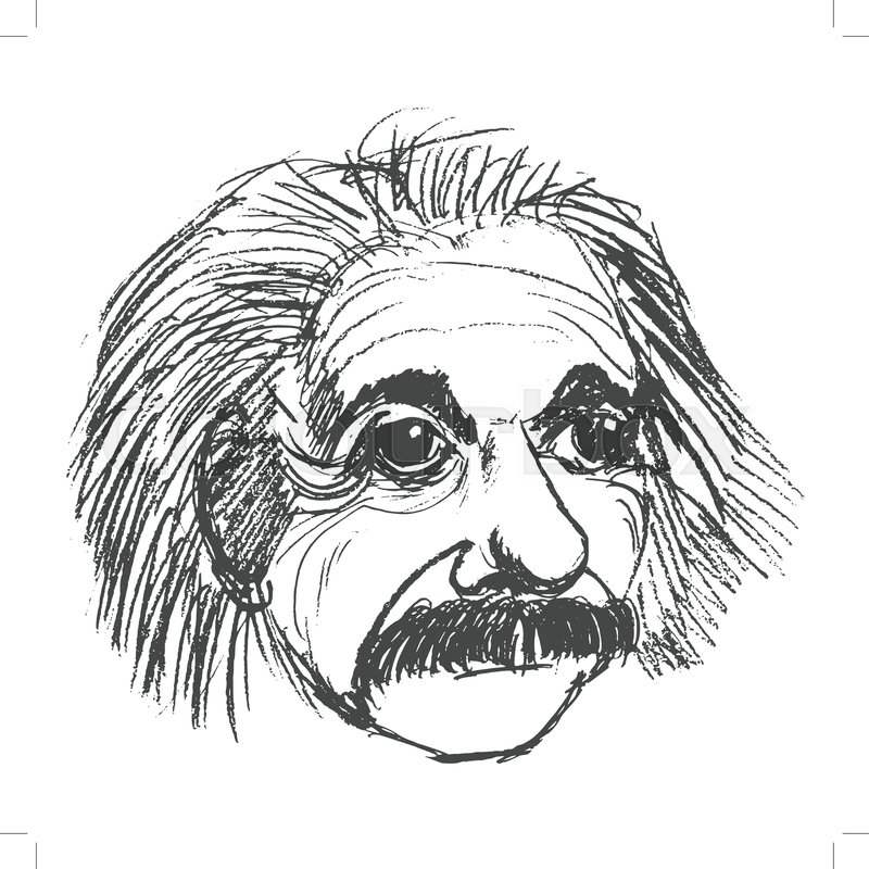 800x800 Vector, Sketch, Hand Drawn Illustration Of Albert Einstein Stock - Einstein Sketch