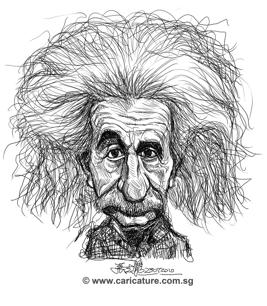 894x1024 Digital Caricature Sketch Of Albert Einstein Website - Einstein Sketch