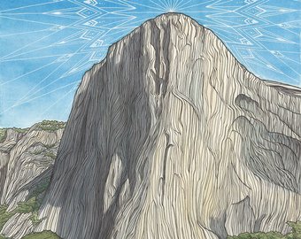 340x270 Rock Climbing Art Etsy - El Capitan Sketch