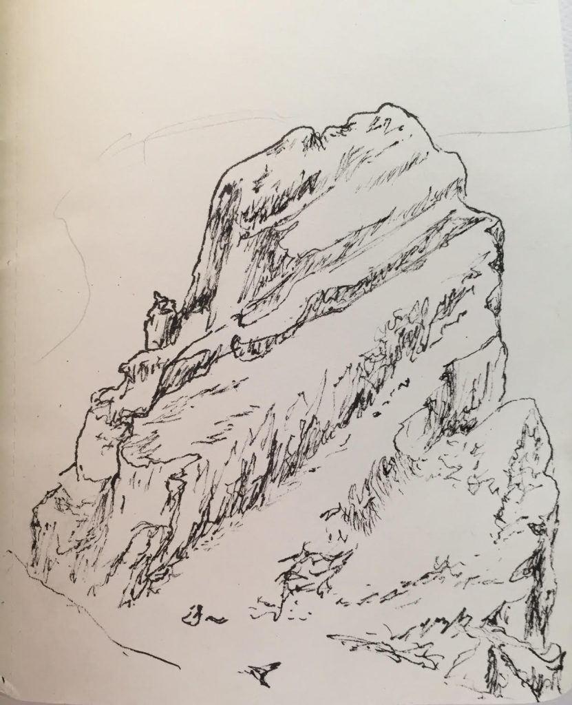 831x1024 Sketching And Hiking In The Guadalupe Mountains Matthew French Holt - El Capitan Sketch