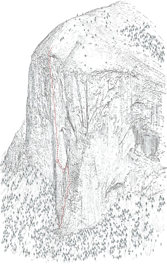 570x897 Topo Line Illustration Of El Capitan Detailing Freerider Etsy - El Capitan Sketch