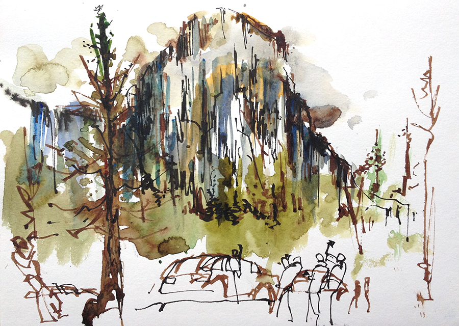 900x640 Two Ink Sketching In Yosemite National Park Sketch Away Travels - El Capitan Sketch