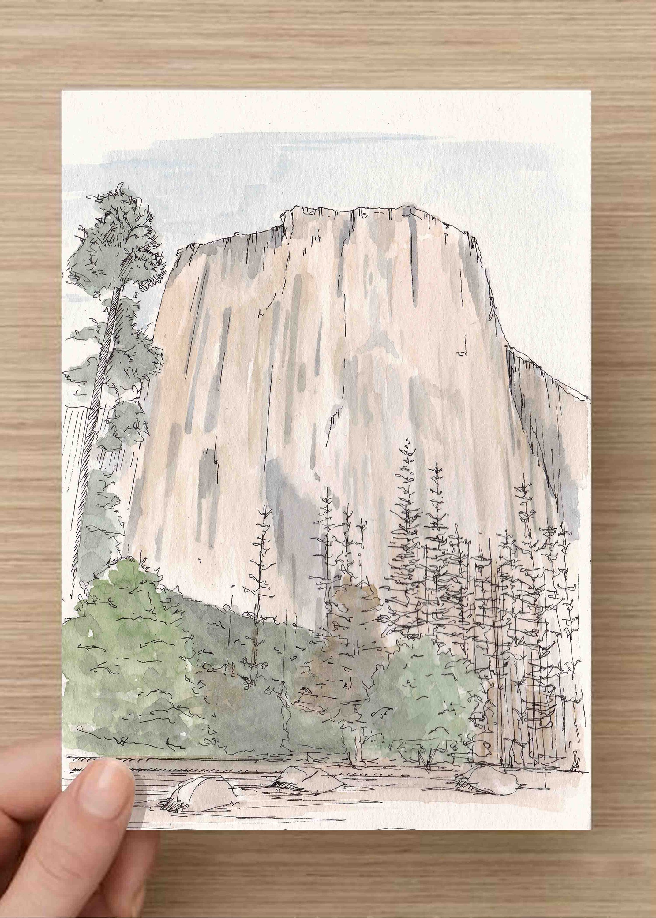 2143x3000 Watercolor Painting Of El Capitan In Yosemite National Park - El Capitan Sketch