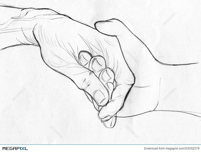 800x605 Holding Elderly Hand - Elderly Sketch