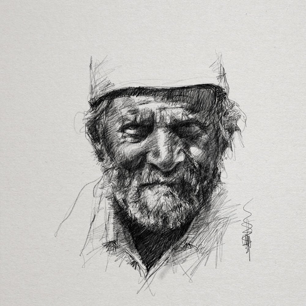 1000x1000 Prakash Thombre On Twitter The Elderly - Elderly Sketch