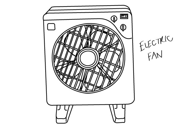 600x424 25 Line Drawing Of Everyday Objects Electric Fan - Electric Fan Sketch
