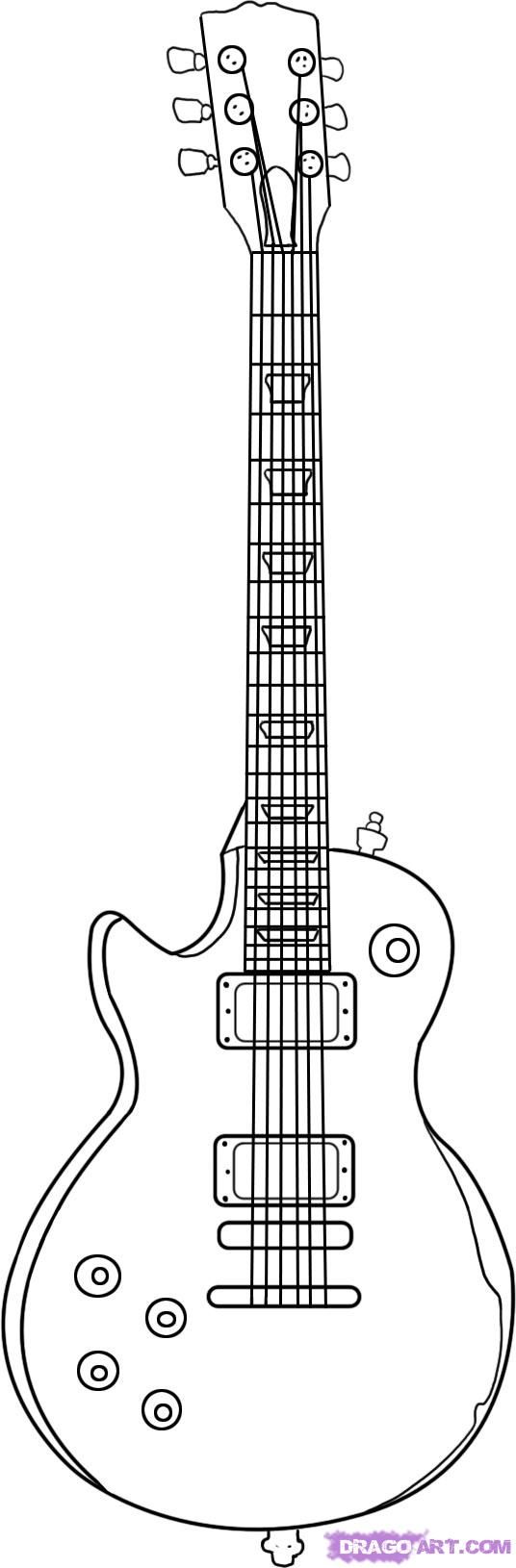 536x1630 Drawn Musician Line Drawing - Electric Guitar Sketch